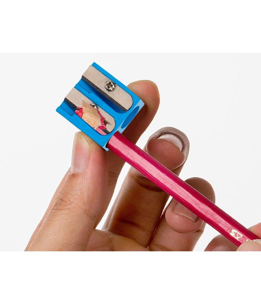 Sacapuntas liderpapel metélico cuña 2 usos color azul pack 20 unidades - Imagen 5