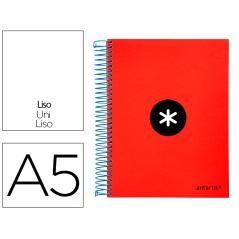 Cuaderno espiral liderpapel a5 micro antartik tapa forrada 120h 100g liso con bandas 6 taladros color rojo - Imagen 1