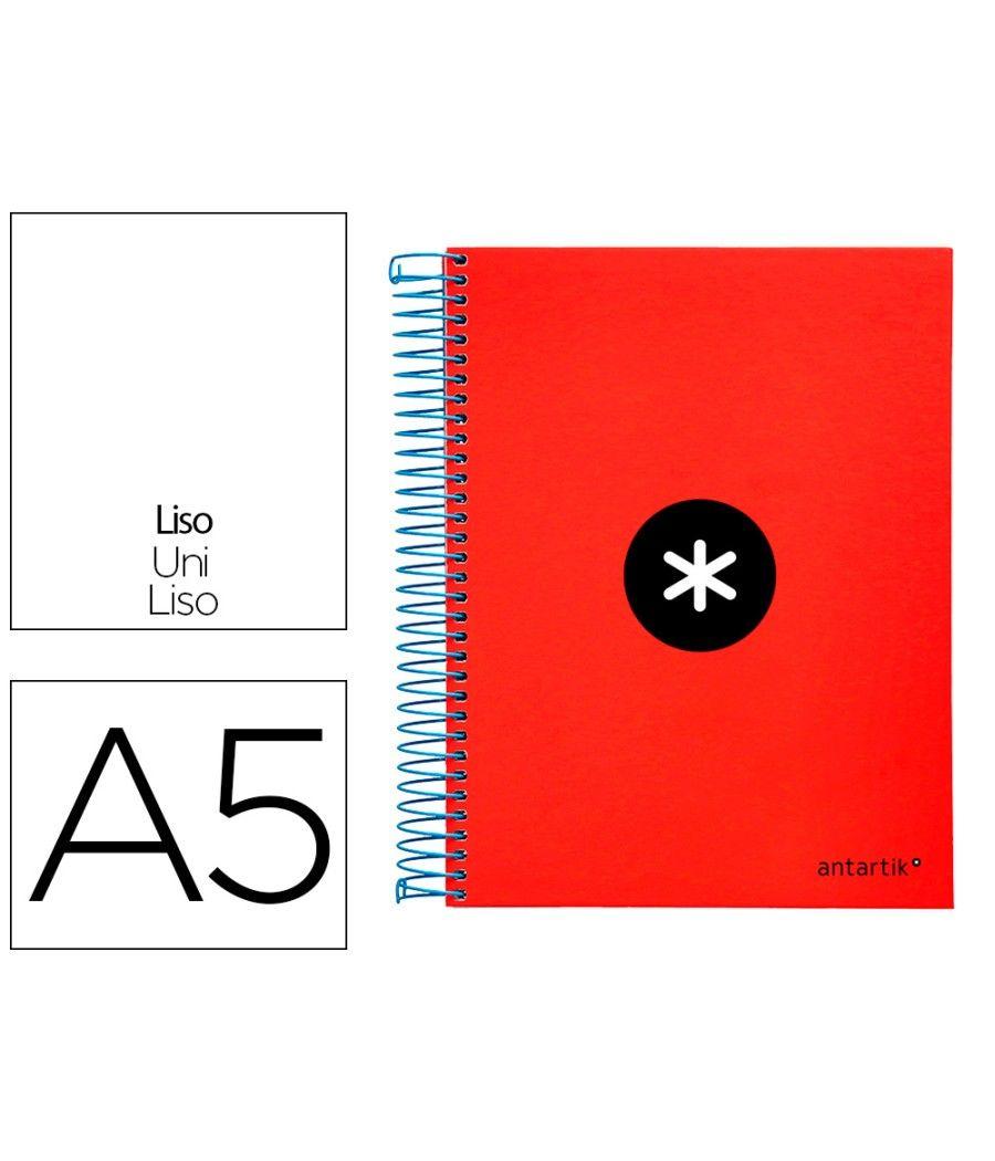 Cuaderno espiral liderpapel a5 micro antartik tapa forrada 120h 100g liso con bandas 6 taladros color rojo - Imagen 1