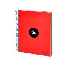 Cuaderno espiral liderpapel a5 micro antartik tapa forrada 120h 100g liso con bandas 6 taladros color rojo - Imagen 4