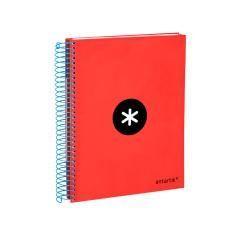 Cuaderno espiral liderpapel a5 micro antartik tapa forrada 120h 100g liso con bandas 6 taladros color rojo - Imagen 5