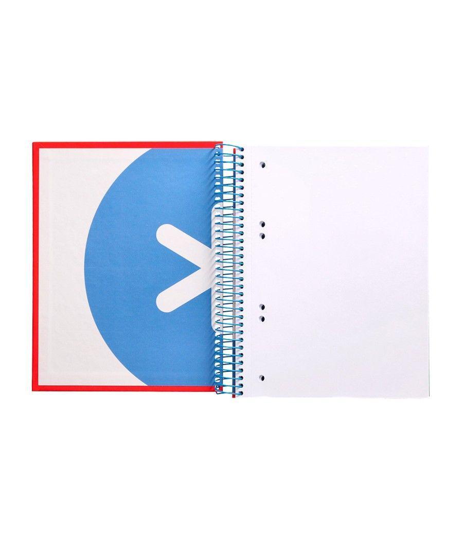 Cuaderno espiral liderpapel a5 micro antartik tapa forrada 120h 100g liso con bandas 6 taladros color rojo - Imagen 7