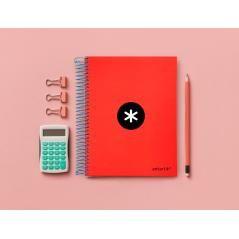 Cuaderno espiral liderpapel a5 micro antartik tapa forrada 120h 100g liso con bandas 6 taladros color rojo - Imagen 10