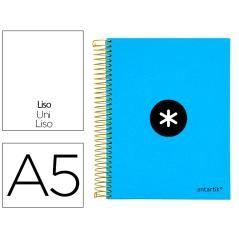 Cuaderno espiral liderpapel a5 micro antartik tapa forrada 120h 100g liso con bandas 6 taladros color azul - Imagen 1