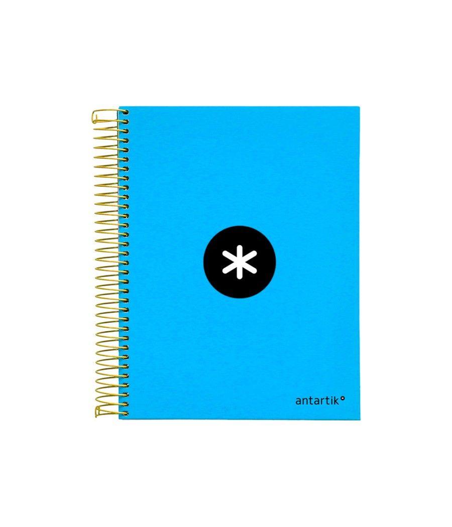 Cuaderno espiral liderpapel a5 micro antartik tapa forrada 120h 100g liso con bandas 6 taladros color azul - Imagen 2