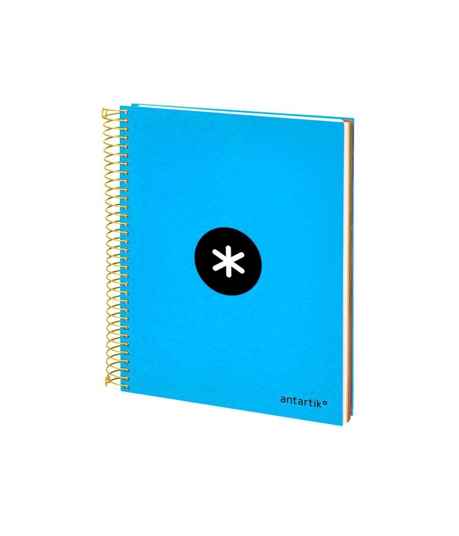 Cuaderno espiral liderpapel a5 micro antartik tapa forrada 120h 100g liso con bandas 6 taladros color azul - Imagen 4