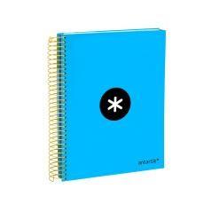 Cuaderno espiral liderpapel a5 micro antartik tapa forrada 120h 100g liso con bandas 6 taladros color azul - Imagen 5