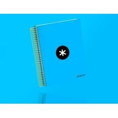 Cuaderno espiral liderpapel a5 micro antartik tapa forrada 120h 100g liso con bandas 6 taladros color azul - Imagen 9