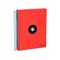 Cuaderno espiral liderpapel a5 micro antartik tapa forrada 120h 100 gr cuadro5mm 5 bandas 6 taladros color rojo - Imagen 5