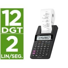 Calculadora casio impresora pantalla lc papel 58mm hr-8rce12 dígitos ac/dc pilas color negro - Imagen 1