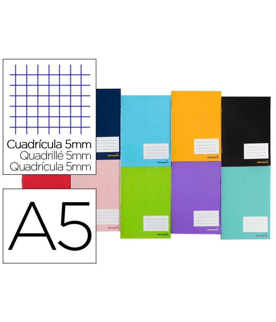 Libreta liderpapel smart a5 tapa blanda 80 hojas 60 g/m2 cuadro 5 mm con margen colores surtidos pack 10 unidades - Imagen 1