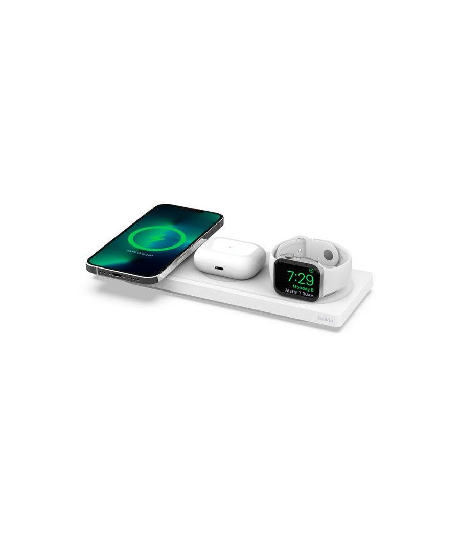 Base de carga inalambrica belkin wiz016vfwh magsafe 3 en 1 apple iphone airpods watch blanco - Imagen 1