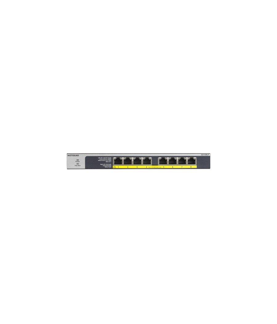 Netgear GS108LP No administrado Gigabit Ethernet (10/100/1000) Energía sobre Ethernet (PoE) 1U Negro, Gris - Imagen 1