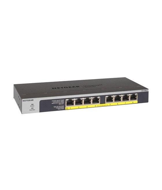 Netgear GS108LP No administrado Gigabit Ethernet (10/100/1000) Energía sobre Ethernet (PoE) 1U Negro, Gris - Imagen 2