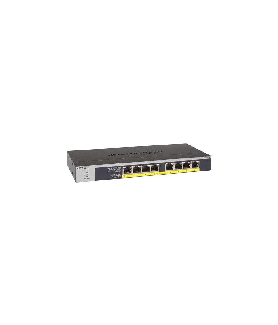Netgear GS108LP No administrado Gigabit Ethernet (10/100/1000) Energía sobre Ethernet (PoE) 1U Negro, Gris - Imagen 2