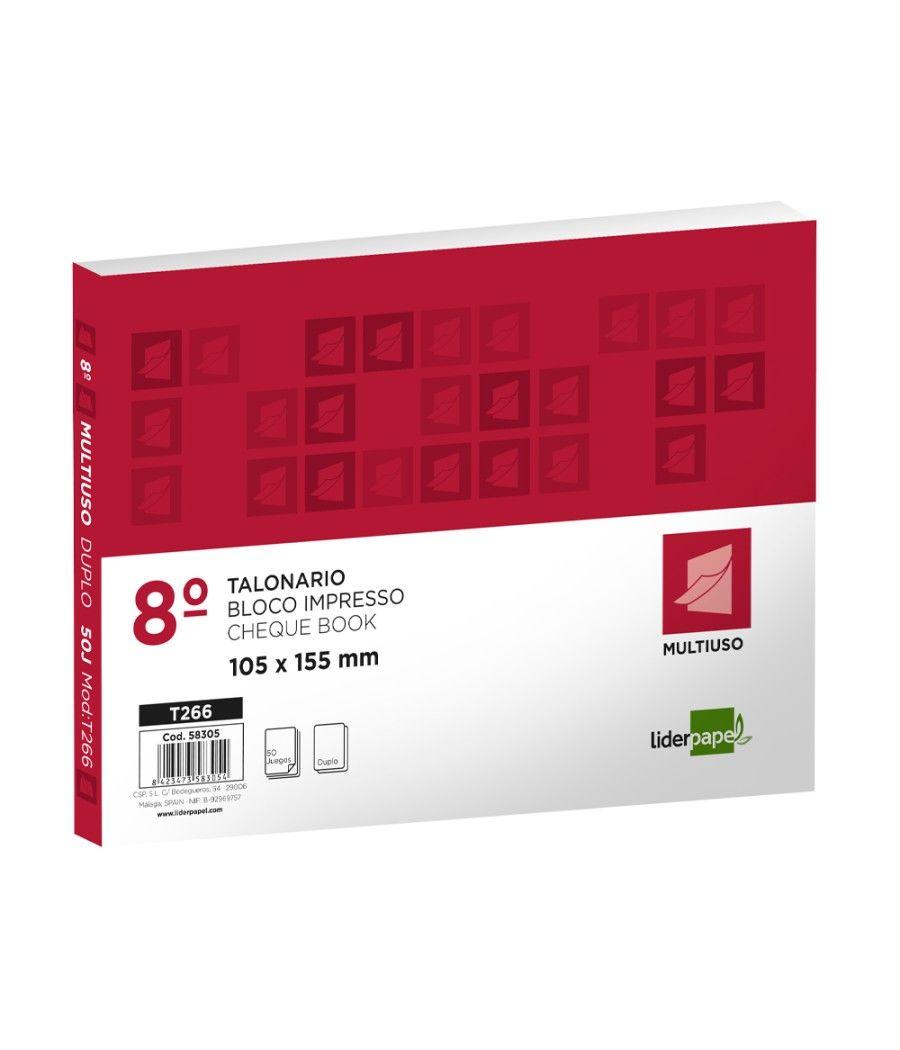 Talonario liderpapel multiuso octavo duplicado apaisado pack 10 unidades - Imagen 2