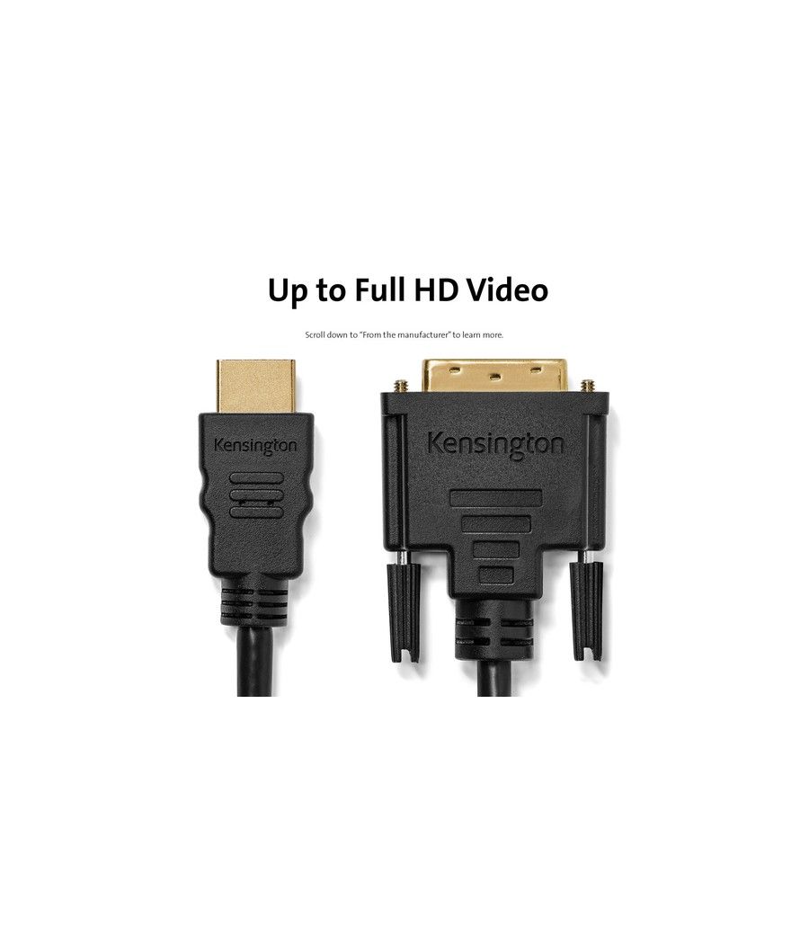 Kensington Cable pasivo bidireccional HDMI (M) a DVI-D (M), 1,8 m - Imagen 11