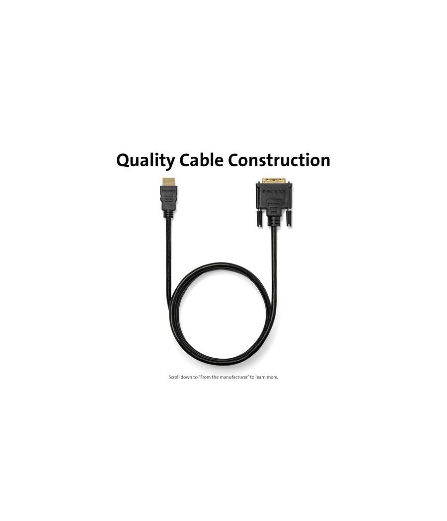 Kensington Cable pasivo bidireccional HDMI (M) a DVI-D (M), 1,8 m - Imagen 12
