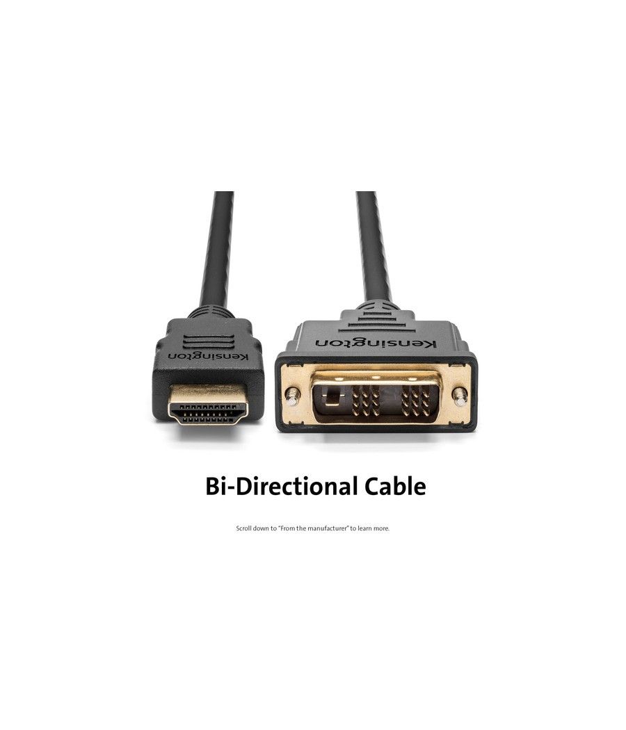 Kensington Cable pasivo bidireccional HDMI (M) a DVI-D (M), 1,8 m - Imagen 13