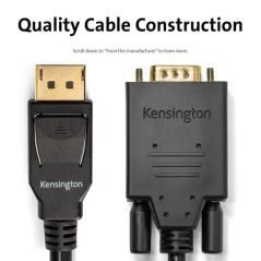 Kensington Cable unidireccional pasivo DisplayPort 1.2 (M) a VGA (M), 1,8 m - Imagen 12