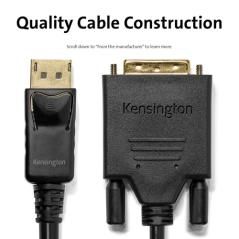 Kensington Cable unidireccional pasivo DisplayPort 1.1 (M) a DVI-D (M), 1,8 m - Imagen 13