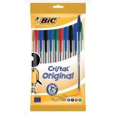 Bic bolígrafo original original colores surtidos azul, rojo, verde y negro pack 10 ud