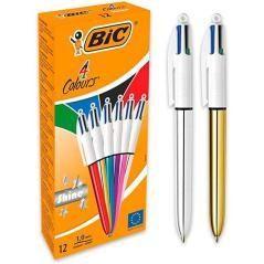 Bic bolÍgrafo shine silver tinta 4 colores cuerpo blanco/surtido metÁlico caja -12u- - Imagen 1