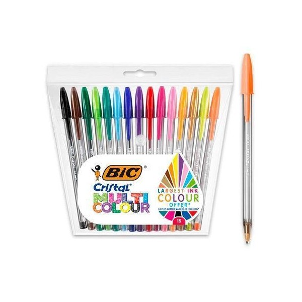Bic bolÍgrafo cristal multicolor 15 colores diferentes bilster de 15u - - Imagen 1