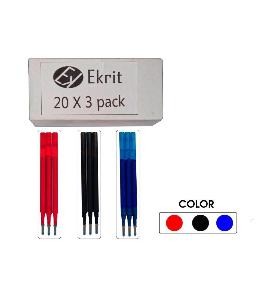 Ekrit recambio tinta gel para bolÍgrafo borrable rojo - blister de 3 - Imagen 1