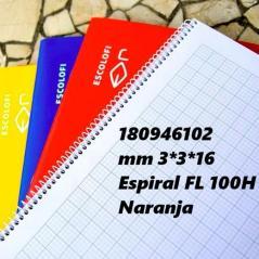 Escolofi cuaderno espiral 100h folio 70gr mm 3x3x16 naranja - Imagen 1