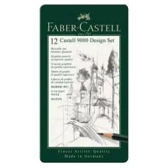 Faber castell estuche metÁlico 12 lÁpices de dibujo set 9000 de diseÑo 5b-5h - Imagen 1