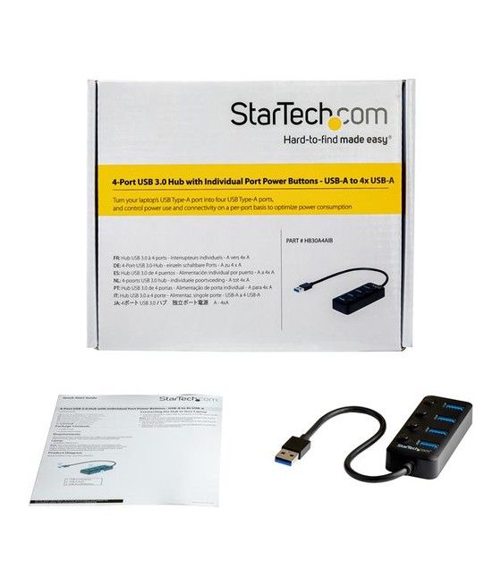 StarTech.com Hub Ladrón USB 3.0 4 Puertos - USB-A a USB 3.0 Tipo A con Interruptores Individuales de Encendido/Apagado - USB 3.1