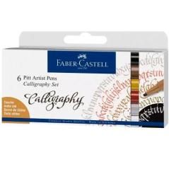 Faber castell estuche 6 rotuladores pitt artist pen calligraphy c/surtidos - Imagen 1