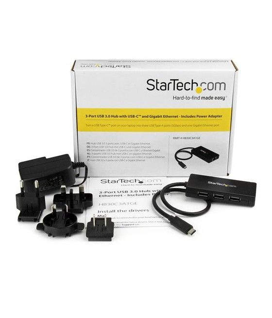 StarTech.com Concentrador USB 3.0 de 3 Puertos con USB-C y Ethernet Gigabit - Con Adaptador de Alimentación - Imagen 7