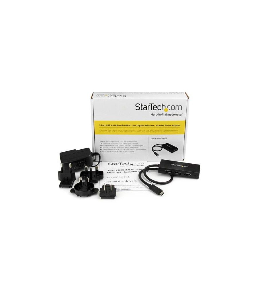 StarTech.com Concentrador USB 3.0 de 3 Puertos con USB-C y Ethernet Gigabit - Con Adaptador de Alimentación - Imagen 7