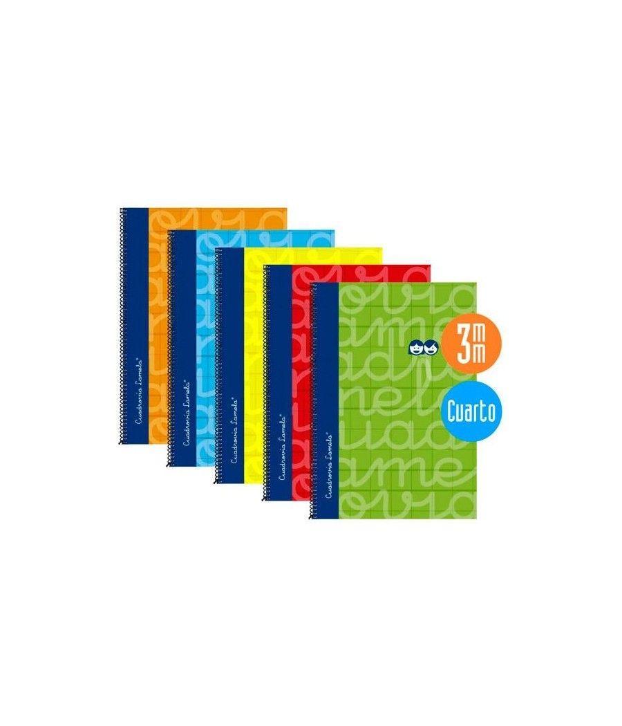 Lamela cuaderno espiral cubierta extradura 80h 4º cuadrÍcula 3mm c/ margen surtidos pack -5u- - Imagen 1