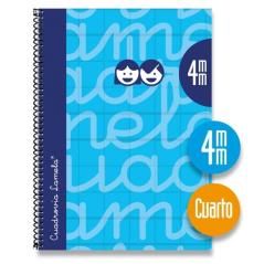 Lamela cuaderno espiral cubierta extradura 80h 4º cuadrÍcula 4mm c/ margen azul pack -5u- - Imagen 1