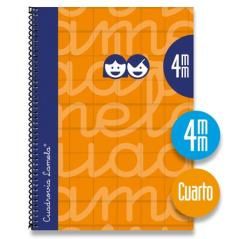 Lamela cuaderno espiral cubierta extradura 80h 4º cuadrÍcula 4mm c/ margen naranja pack -5u- - Imagen 1