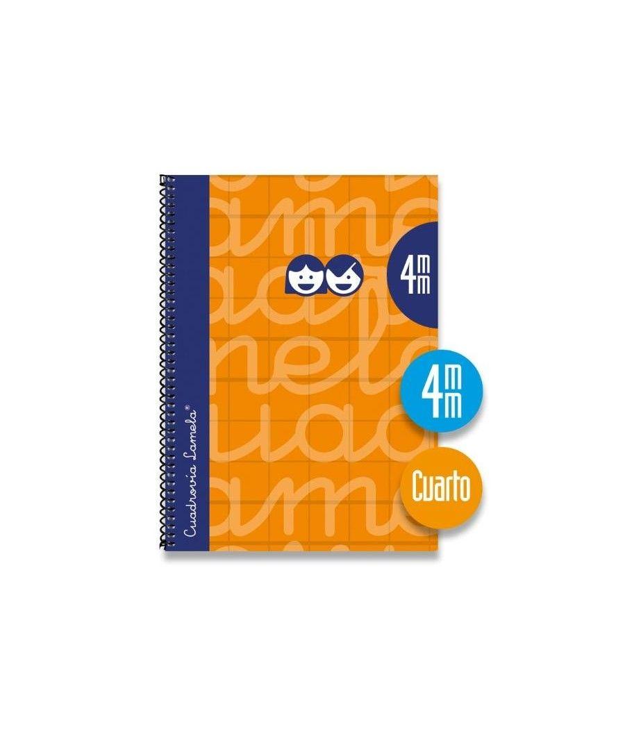 Lamela cuaderno espiral cubierta extradura 80h 4º cuadrÍcula 4mm c/ margen naranja pack -5u- - Imagen 1