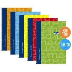 Lamela cuaderno espiral 80h 4º 70gr cuadrovía 4mm c/margen cubierta extradura c/surtidos -pack 5u-