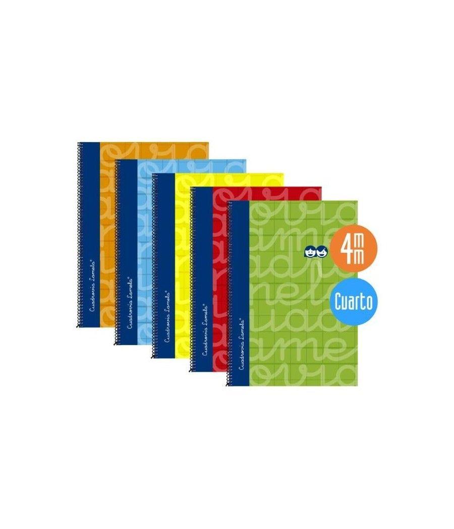 Lamela cuaderno espiral cubierta extradura 80h 4º cuadrÍcula 4mm c/ margen surtidos pack -5u- - Imagen 1