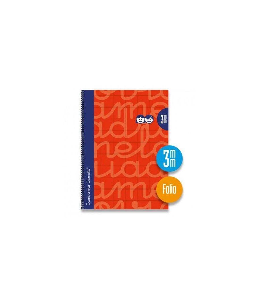 Lamela cuaderno espiral 80 hojas folio cuadrÍcula 3x3 con margen rojo -paquete 5u- - Imagen 1