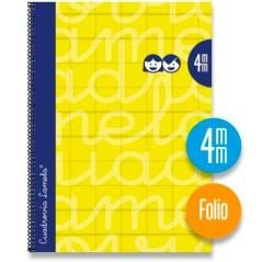 Lamela cuaderno espiral 80 hojas folio cuadrÍcula 4x4 con margen amarillo -paquete 5u- - Imagen 1