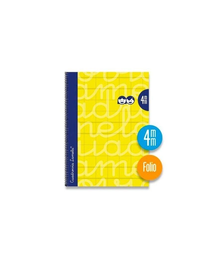 Lamela cuaderno espiral 80 hojas folio cuadrÍcula 4x4 con margen amarillo -paquete 5u- - Imagen 1