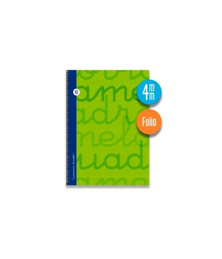 Lamela cuaderno espiral 80 hojas folio cuadrÍcula 4x4 con margen verde -paquete 5u- - Imagen 1
