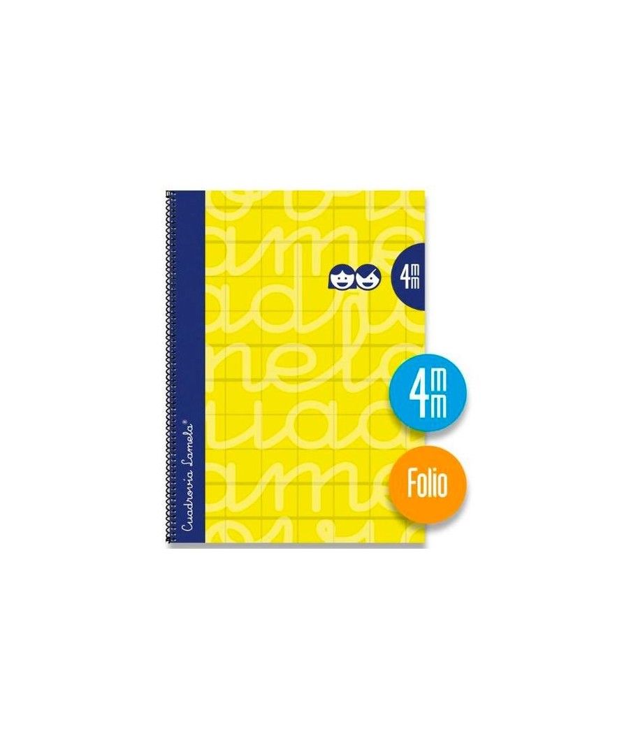Lamela cuaderno espiral cubierta extradura 80h folio cuadrÍcula 4mm c/ margen amarillo pack -5u- - Imagen 1