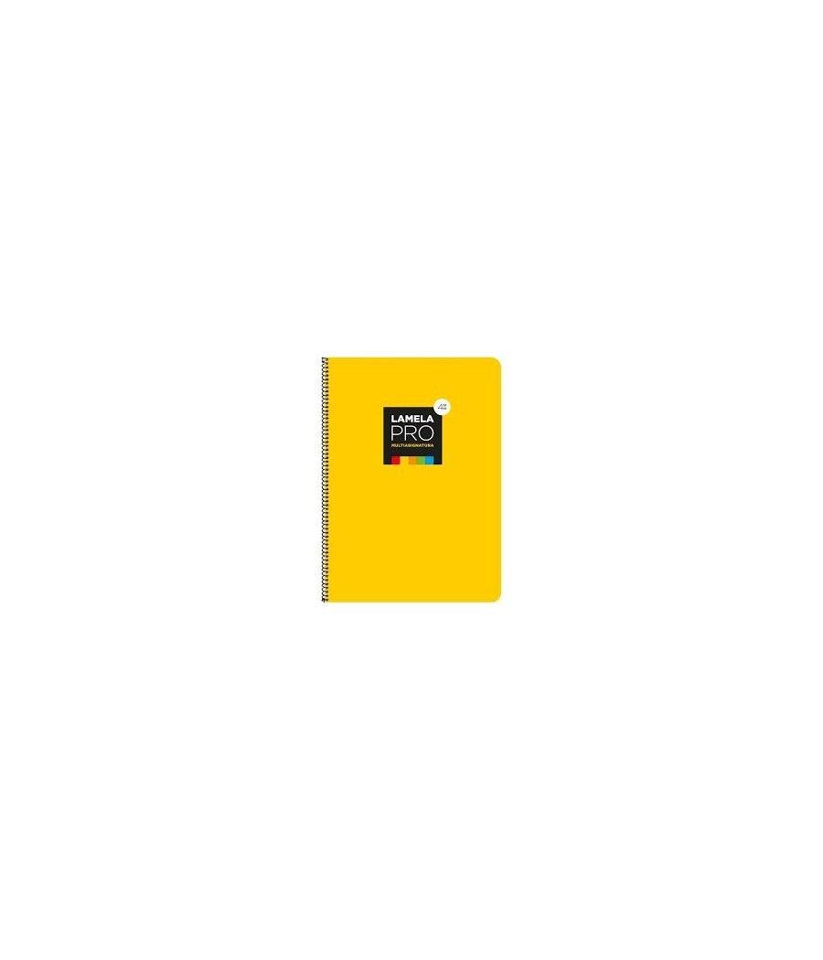 Lamela cuaderno espiral 100 hojas folio cuadrÍcula 4x4 con margen amarillo -paquete 5u- - Imagen 1