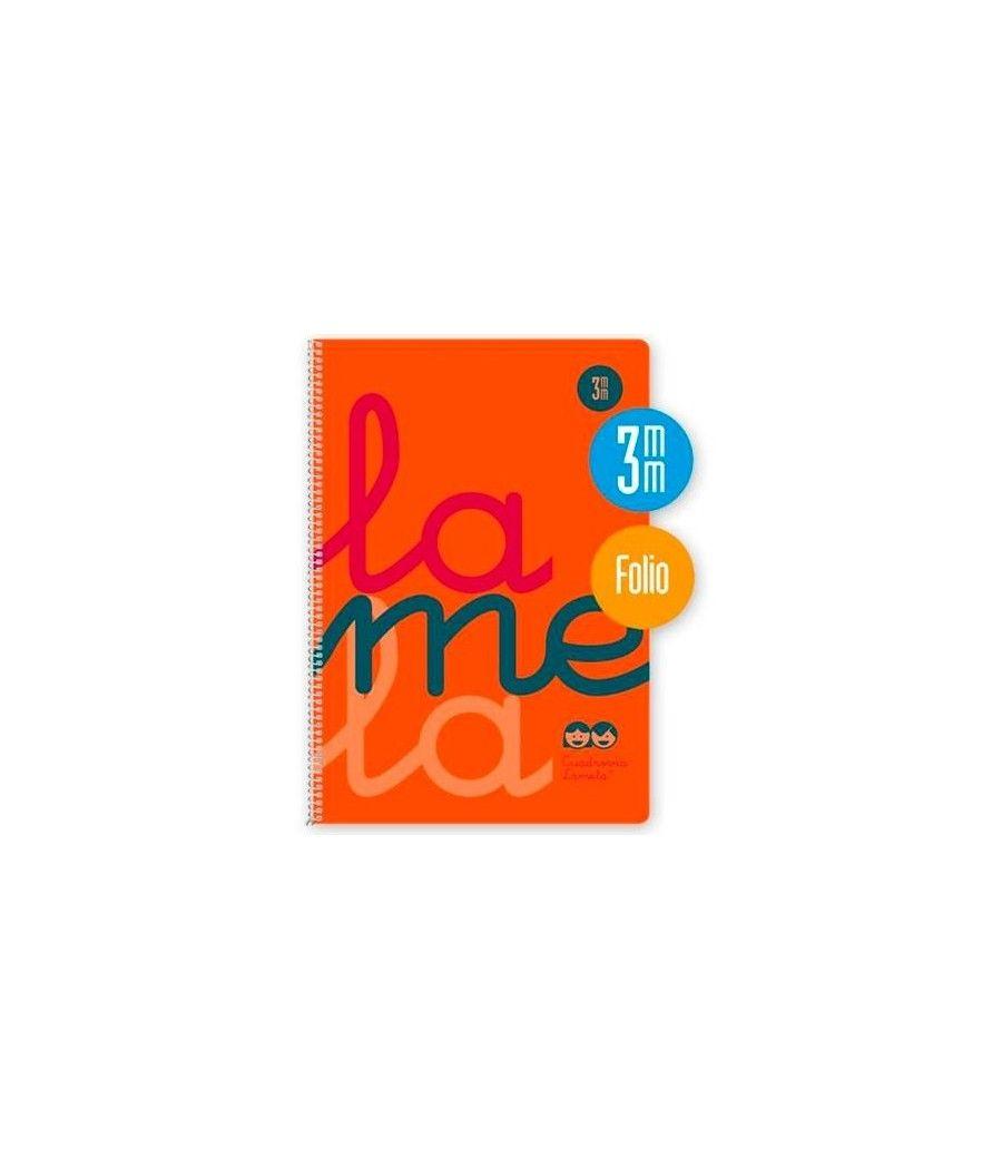 Lamela cuaderno espiral cubierta pp 80h folio cuadrÍcula 3mm c/ margen naranja pack -5u- - Imagen 1