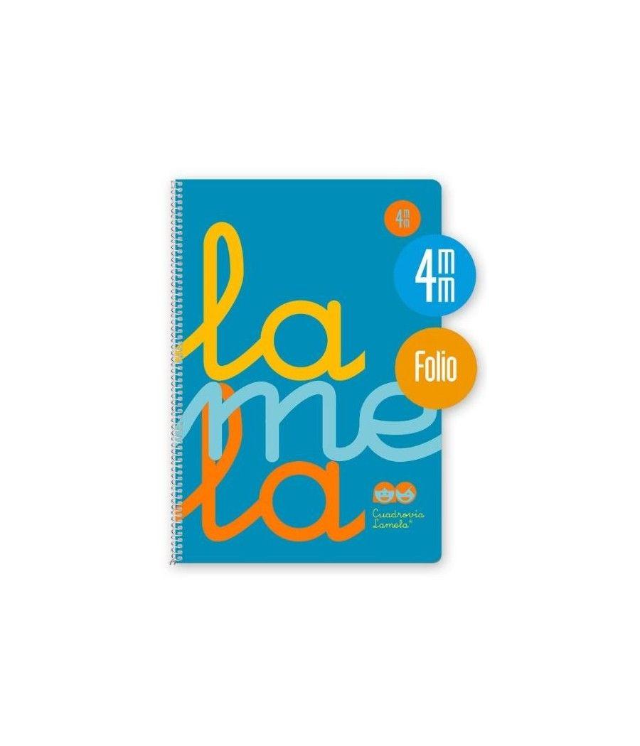 Lamela cuaderno espiral cubierta pp 80h folio cuadrÍcula 4mm c/ margen azul pack -5u- - Imagen 1