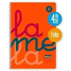 Lamela cuaderno espiral cubierta pp 80h folio cuadrÍcula 4mm c/ margen naranja pack -5u- - Imagen 1